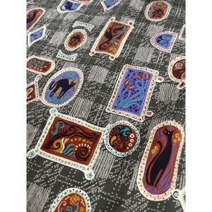 VTG ladies fashion long sleeve blouse Framed Artwork Pictures Black Cats Floral